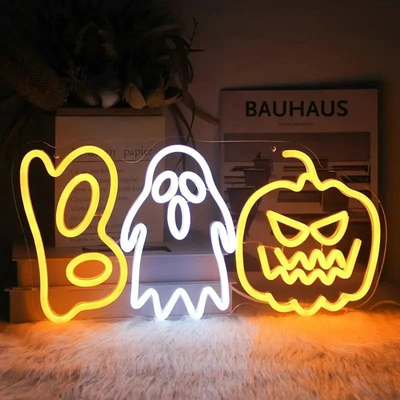 LED Neon Sign | Halloween Pumpkin & Ghost USB Powered
