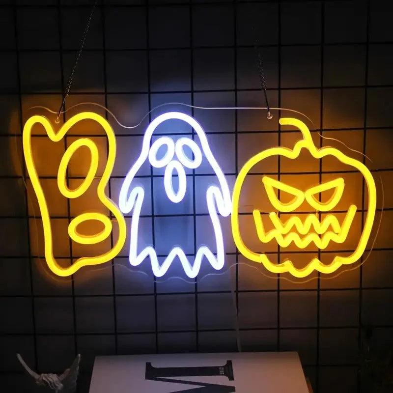LED Neon Sign | Halloween Pumpkin & Ghost USB Powered