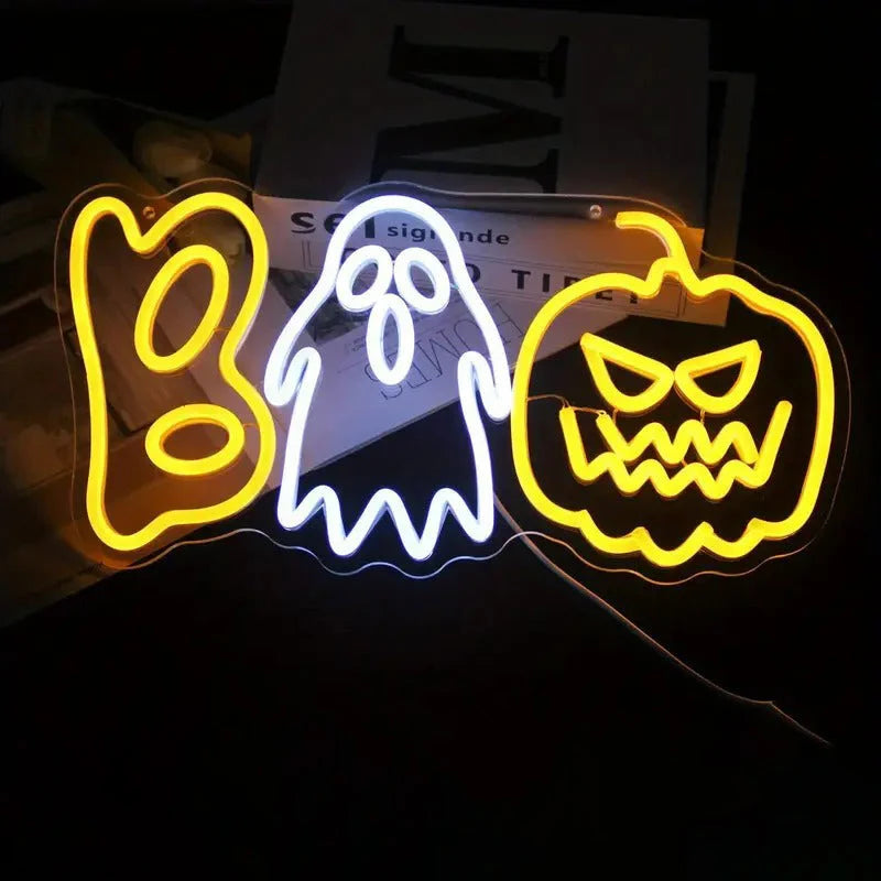 LED Neon Sign | Halloween Pumpkin & Ghost USB Powered