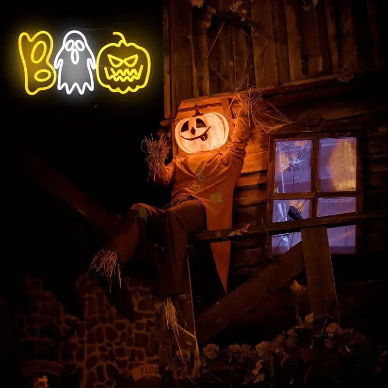LED Neon Sign | Halloween Pumpkin & Ghost USB Powered
