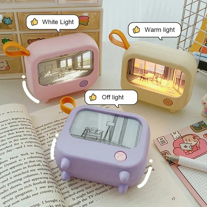 LED Night Light | TV Painting Design & Rechargeable | Up to 120 Min