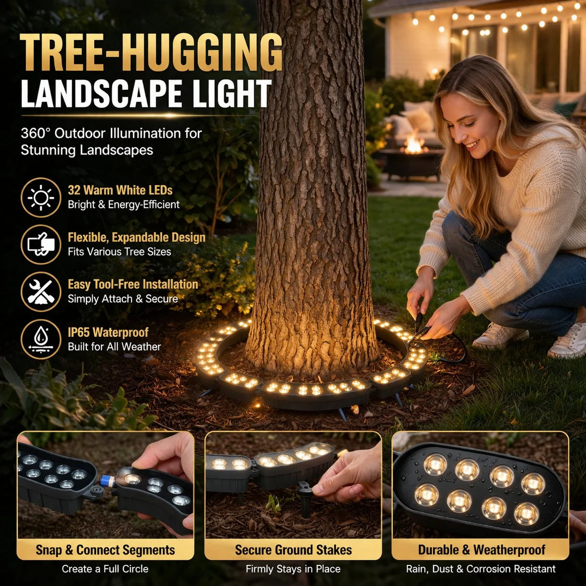 LED Ring Light | 360° Warm White & Weather-Resistant | 30 cm Diameter