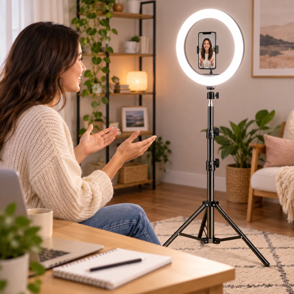 LED Ring Light | USB-Powered Adjustable Tripod & Phone Holder