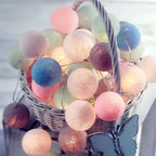 LED String Lights | Woven Cotton Balls & Warm Glow | Battery/USB Powered