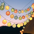 LED String Lights | Woven Cotton Balls & Warm Glow | Battery/USB Powered