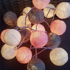 LED String Lights | Woven Cotton Balls & Warm Glow | Battery/USB Powered