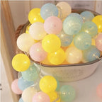 LED String Lights | Woven Cotton Balls & Warm Glow | Battery/USB Powered