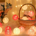 LED String Lights | Woven Cotton Balls & Warm Glow | Battery/USB Powered