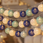 LED String Lights | Woven Cotton Balls & Warm Glow | Battery/USB Powered