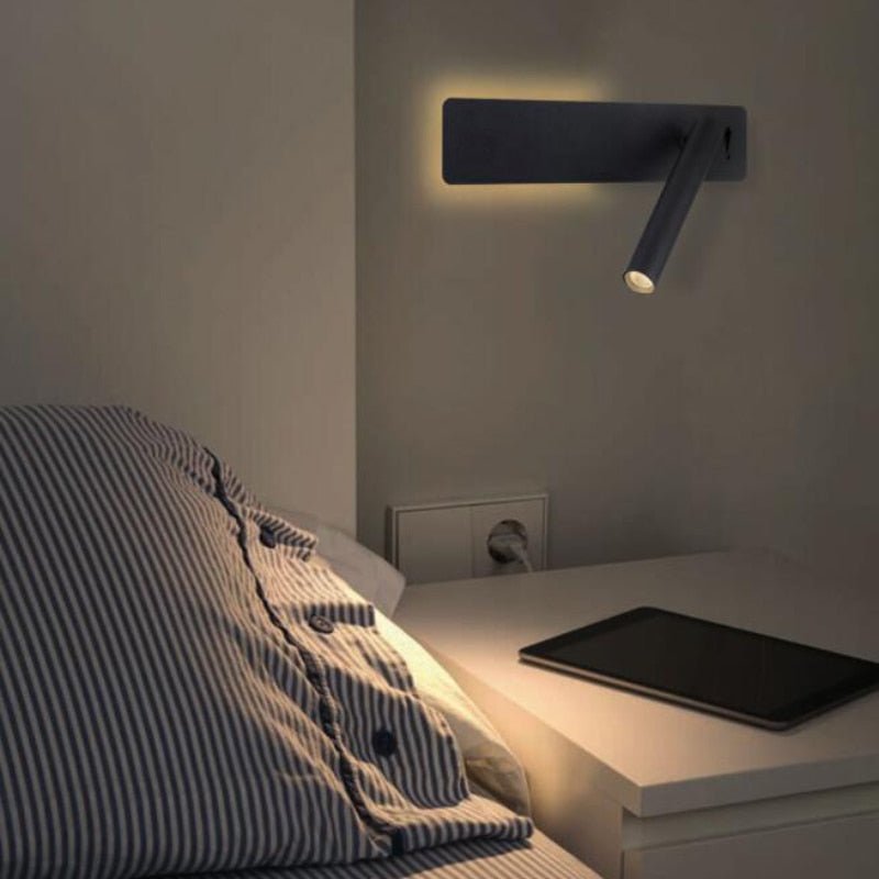 Bedside Wall Lamp | Rotatable Head & Adjustable Brightness