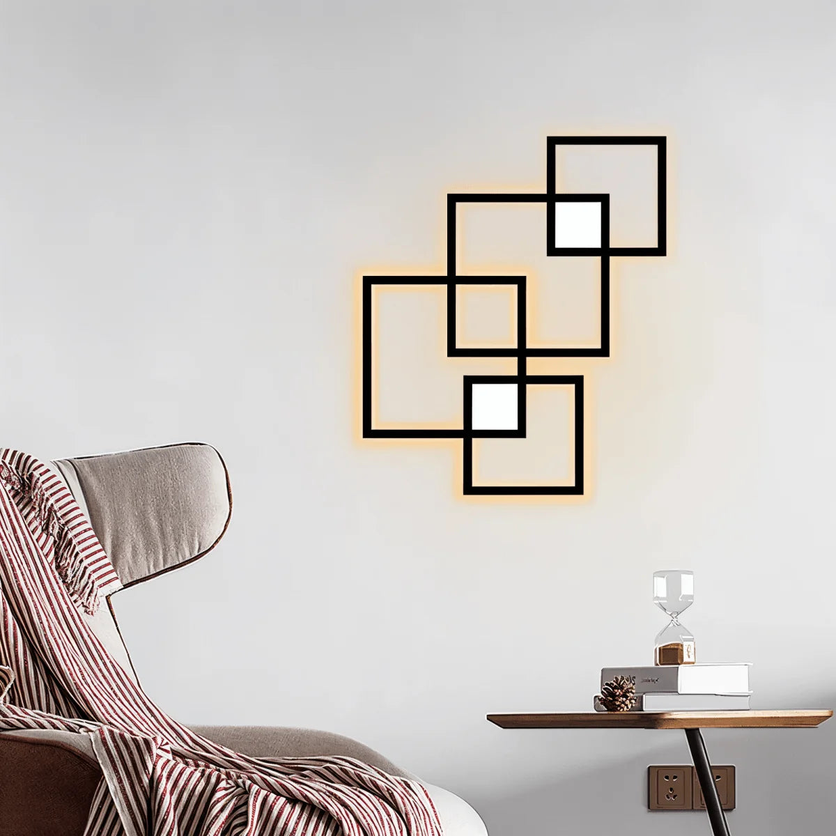 LED Wall Light | Square Black Metal | 35 x 35 x 4 cm