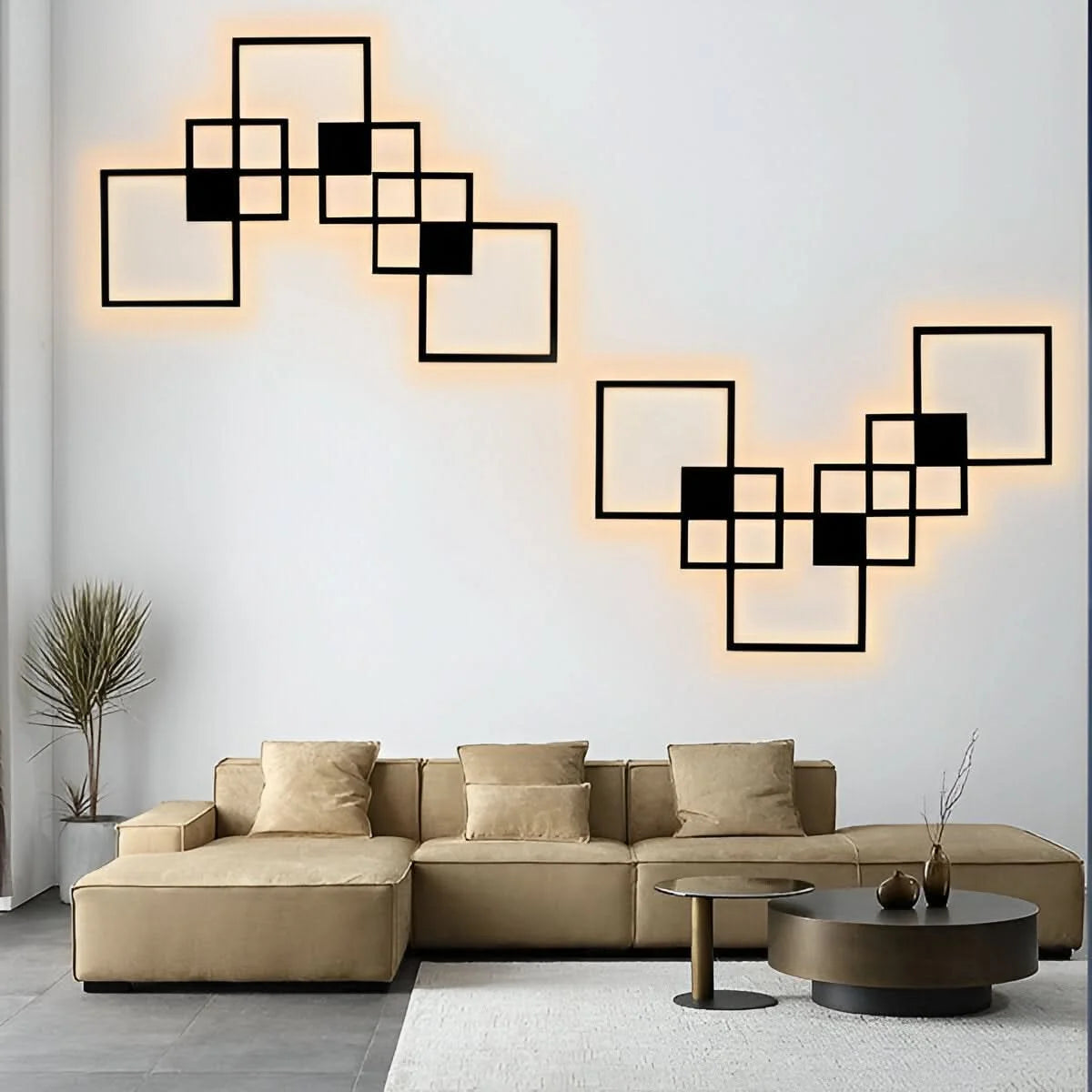 LED Wall Light | Square Black Metal | 35 x 35 x 4 cm