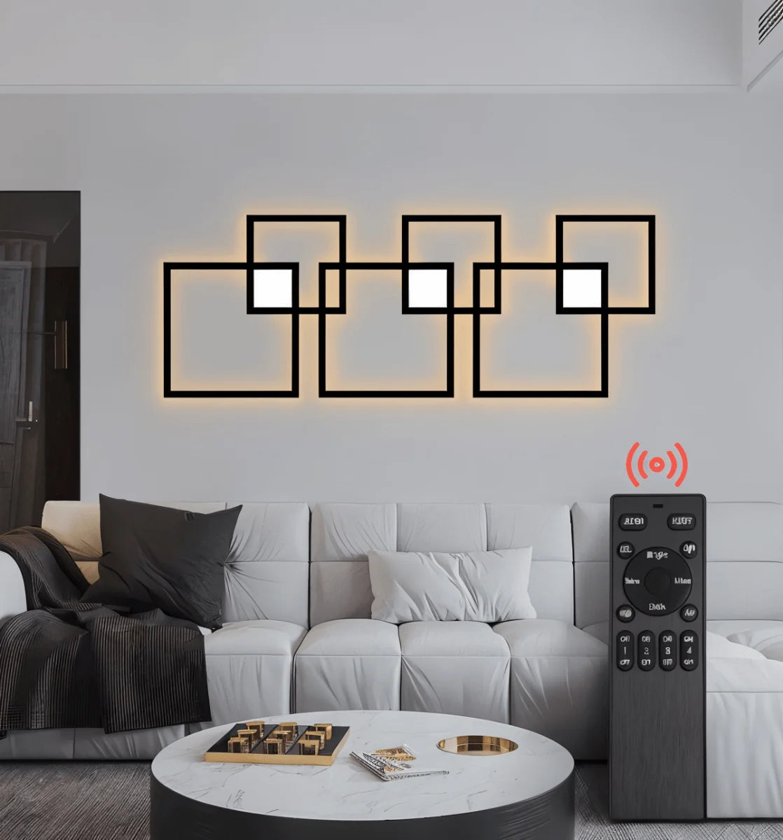 LED Wall Light | Square Black Metal | 35 x 35 x 4 cm