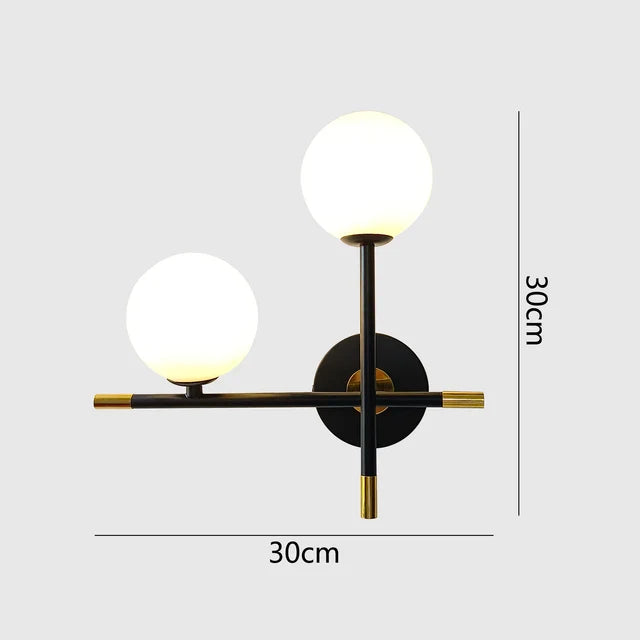 LED Wall Light | Round Glass Globe | Metal Base