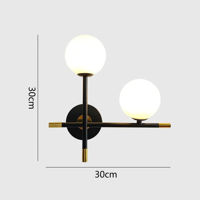 LED Wall Light | Round Glass Globe | Metal Base