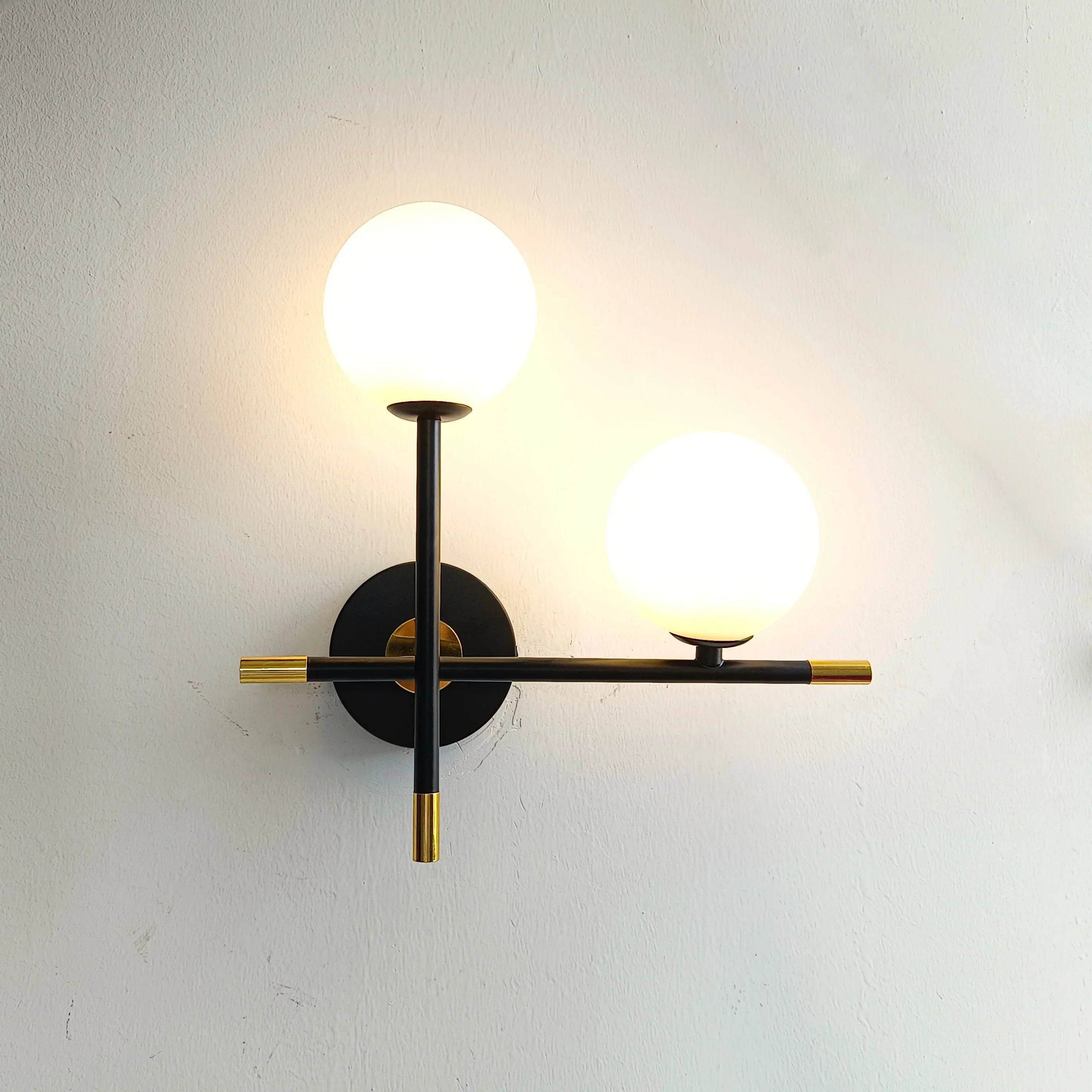 LED Wall Light | Round Glass Globe | Metal Base