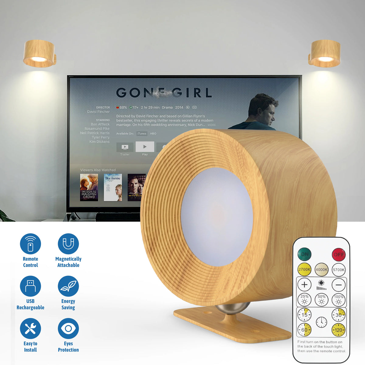 LED Wall Sconce | Wireless Motion Sensor & Remote Control | Set of 2