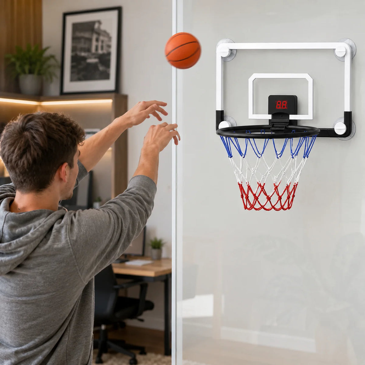 Light-Up Basketball Hoop | Electronic Scoring & Sound | Spring-Loaded Rim