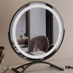 Lighted Makeup Mirror | 360° Rotation, Tri-Tone Lighting & Cordless Rechargeable