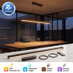 Linear Pendant Light | Walnut Accent & Remote-Dimmable LED