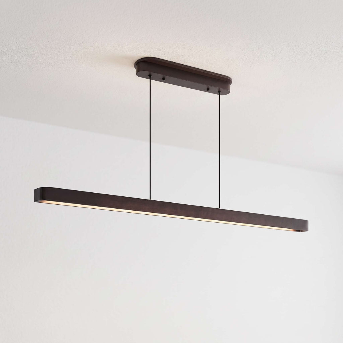 Linear Pendant Light | Walnut Accent & Remote-Dimmable LED