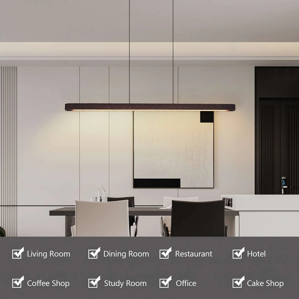 Linear Pendant Light | Walnut Accent & Remote-Dimmable LED