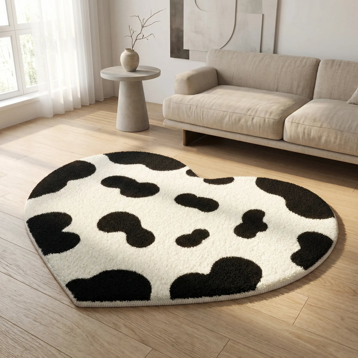 Living Room Rug | Heart-Shaped Short-Pile & Non-Slip