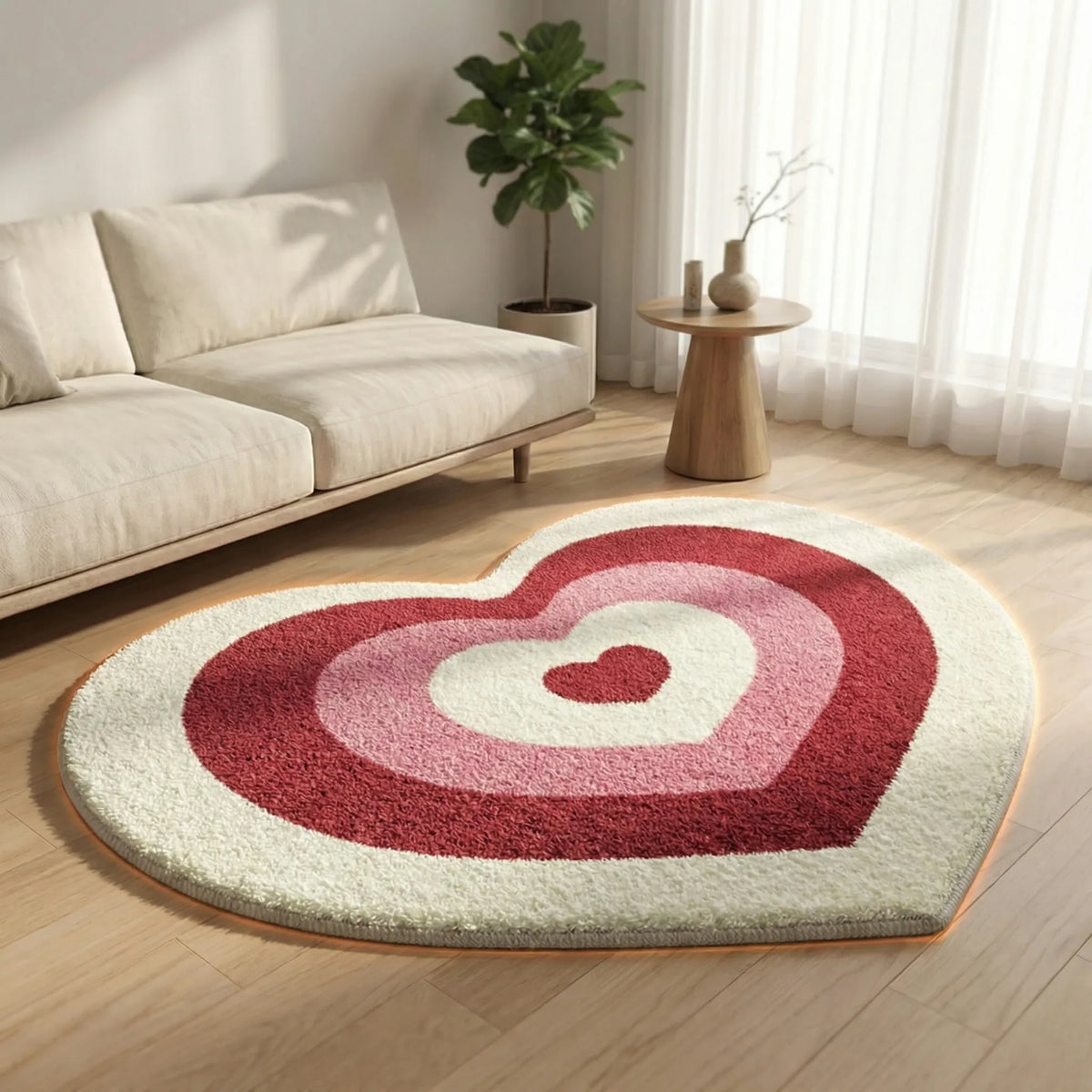 Living Room Rug | Heart-Shaped Short-Pile & Non-Slip