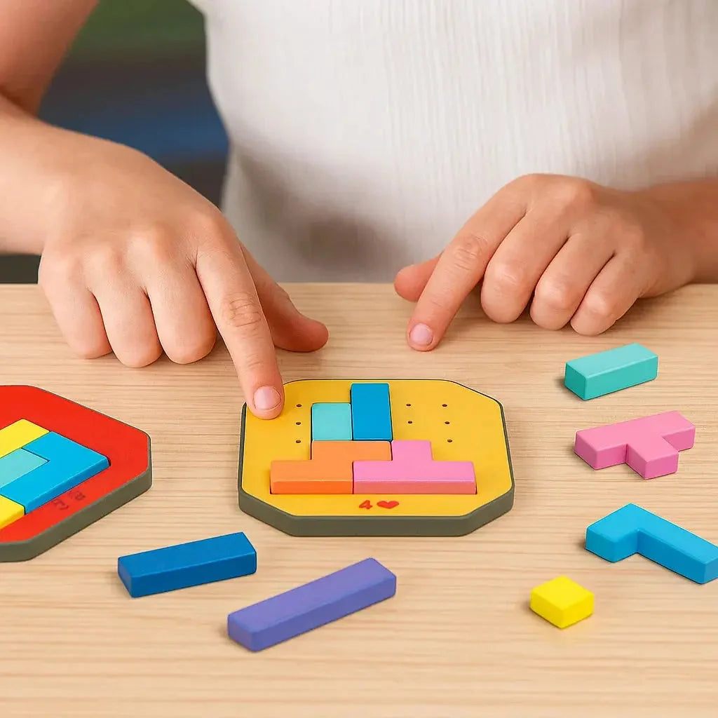 Logic Puzzle Game | 108 Colorful Blocks & 20 Task Cards | Ages 4+
