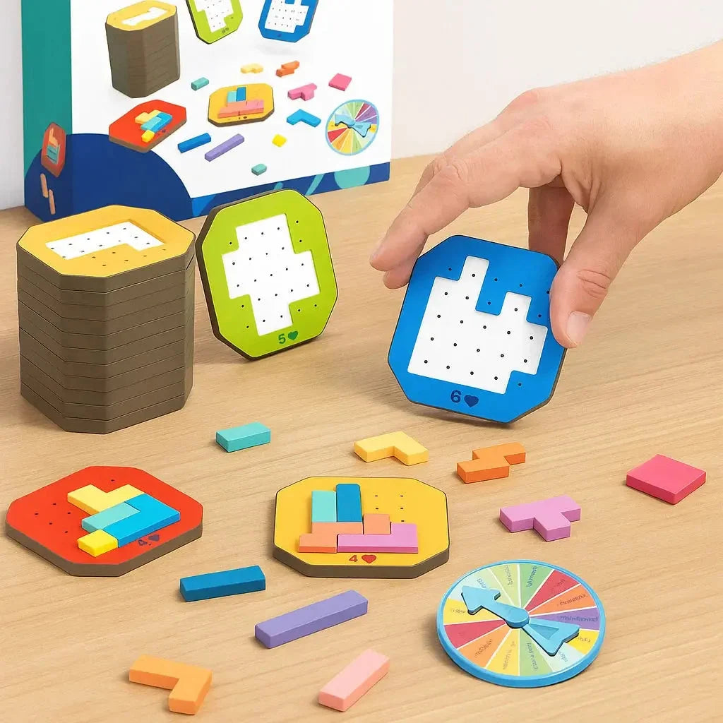 Logic Puzzle Game | 108 Colorful Blocks & 20 Task Cards | Ages 4+