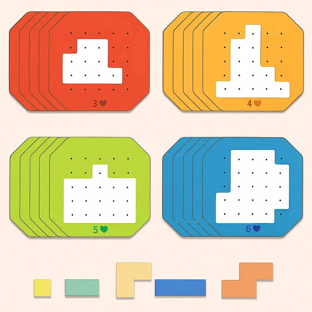 Logic Puzzle Game | 108 Colorful Blocks & 20 Task Cards | Ages 4+