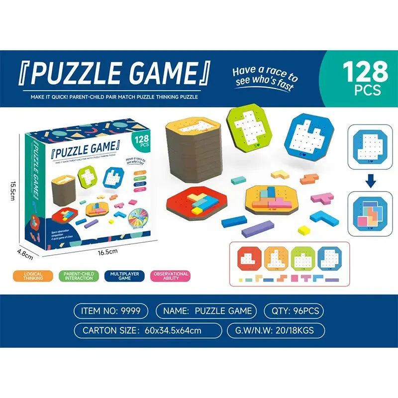 Logic Puzzle Game | 108 Colorful Blocks & 20 Task Cards | Ages 4+