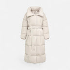 Long Padded Coat | Adjustable Tie Belt & Soft Warm Material