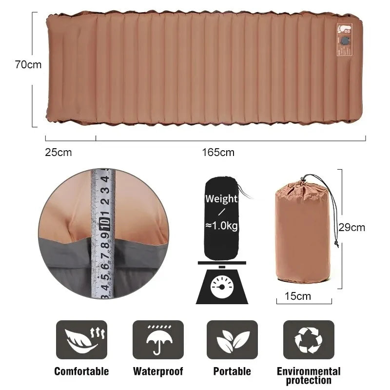 Luftmatratze | Eingebaute Fußpumpe & 10 cm Veloursoberfläche