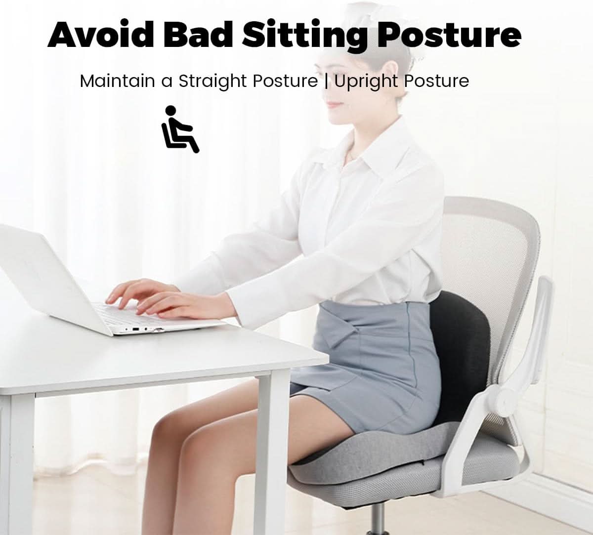 Lumbar Support Cushion | Memory Foam & Non-Slip | Machine-Washable Cover