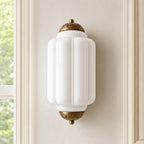 Lumi Vintage Antique Milk Glass Eloise Sculpted Wall Lamp for Bedroom, Bathroom, or Hallway