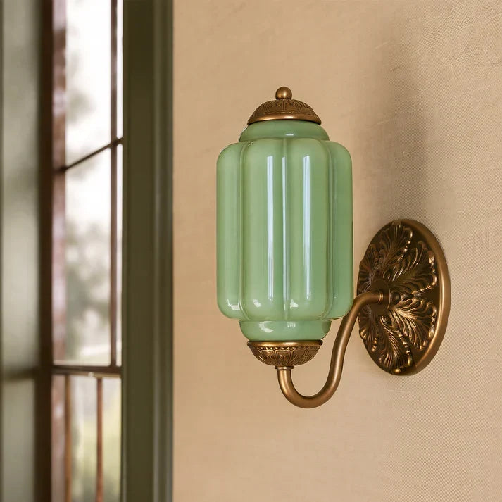 Lumi Vintage Antique Milk Glass Eloise Sculpted Wall Lamp for Bedroom, Bathroom, or Hallway