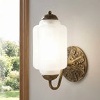 Lumi Vintage Antique Milk Glass Eloise Sculpted Wall Lamp for Bedroom, Bathroom, or Hallway