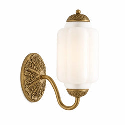 Lumi Vintage Antique Milk Glass Eloise Sculpted Wall Lamp for Bedroom, Bathroom, or Hallway