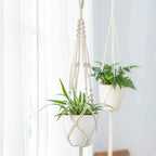 Macrame Plant Hanger | Handmade Cotton Cord & Beads | 4-Pack