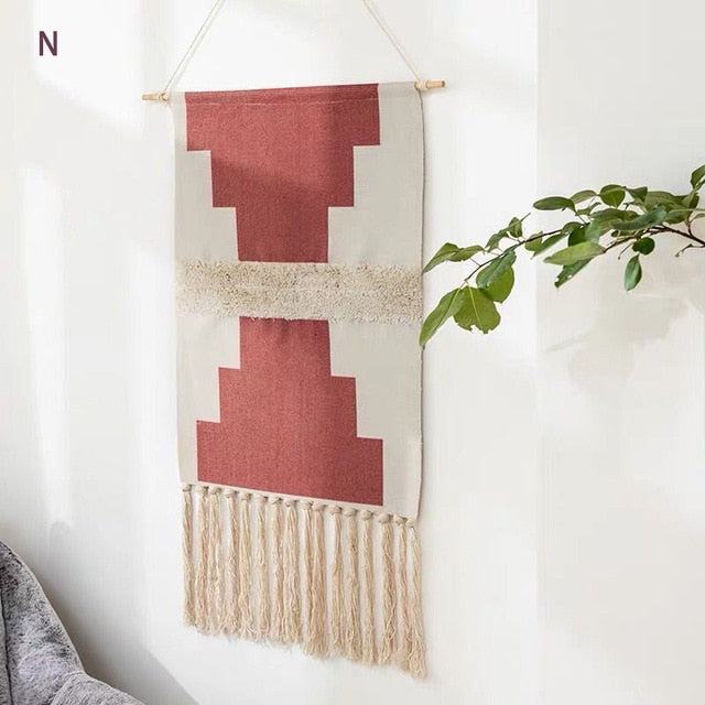 Macrame Wall Hanging | Geometric Cotton & Linen Weave | 50 x 70 cm