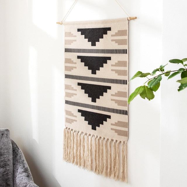Macrame Wall Hanging | Geometric Cotton & Linen Weave | 50 x 70 cm
