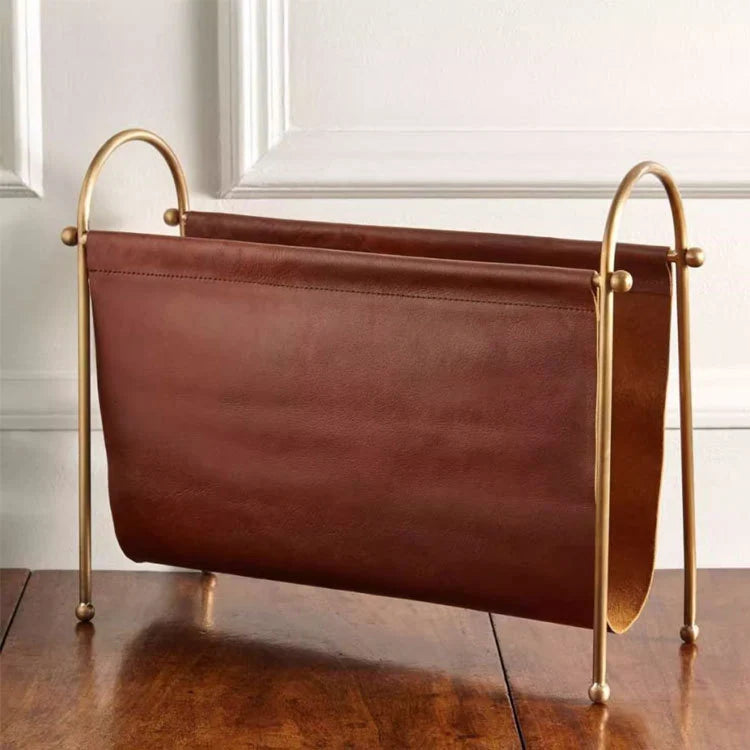 Magazine Holder | Genuine Leather & Sturdy Metal Frame