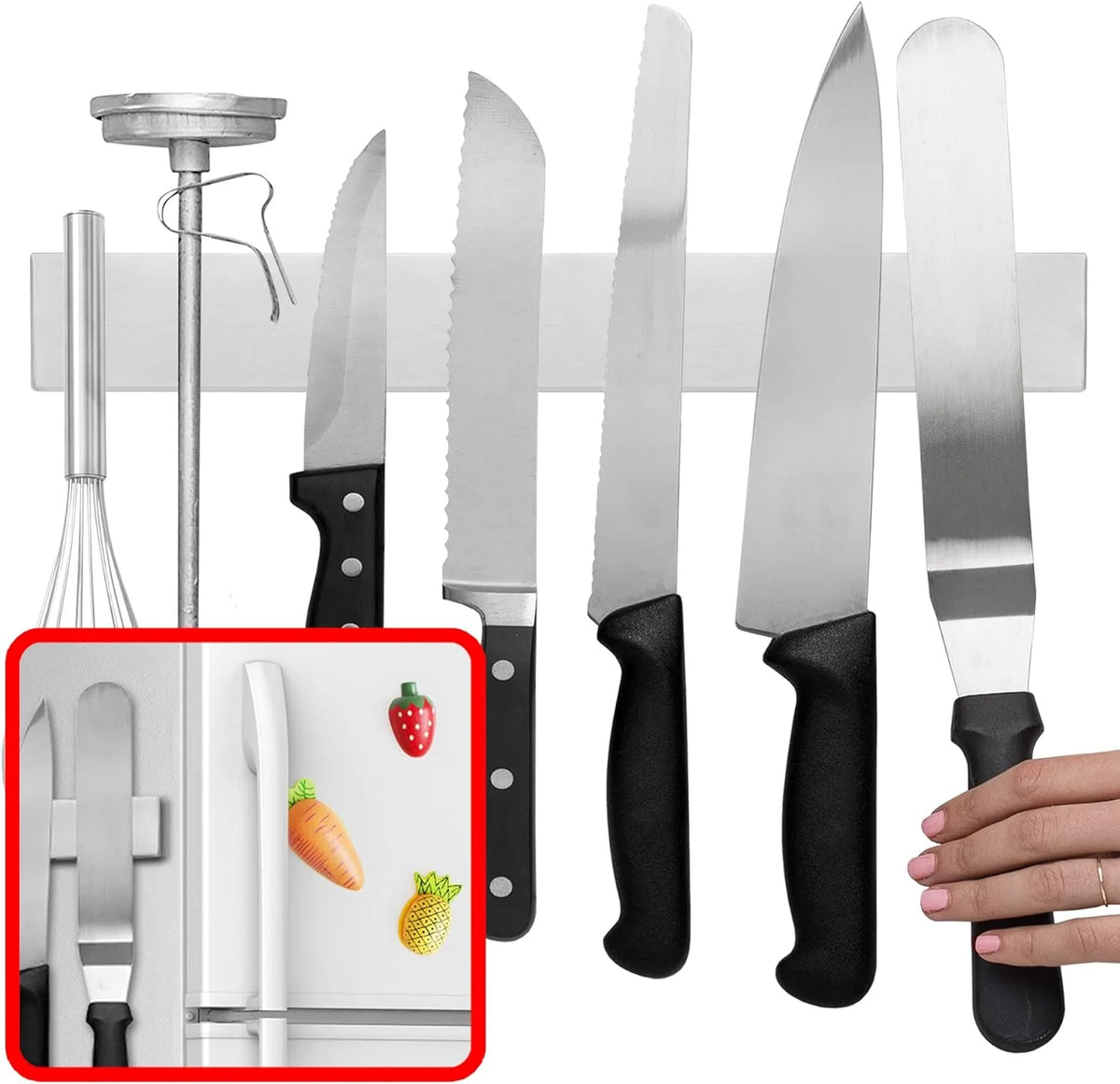 Magnetic Knife & Tool Holder | Stainless Steel & Strong Magnetic Grip | 14 Inch