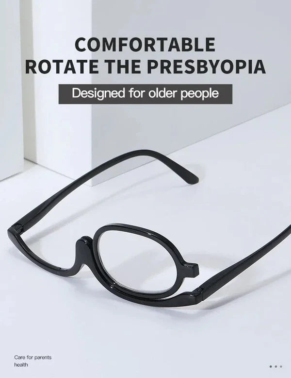 Makeup Reading Glasses | Flip-Over Single Lens | Hands-Free Application
