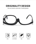 Makeup Reading Glasses | Flip-Over Single Lens | Hands-Free Application