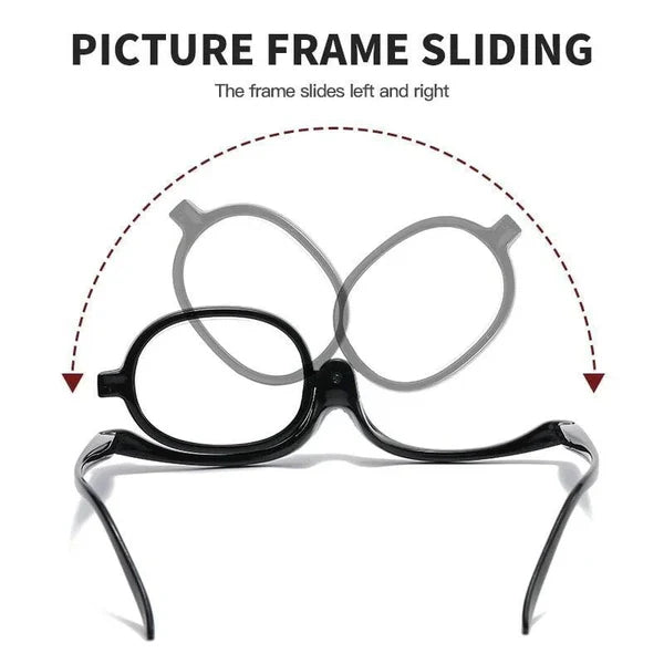 Makeup Reading Glasses | Flip-Over Single Lens | Hands-Free Application