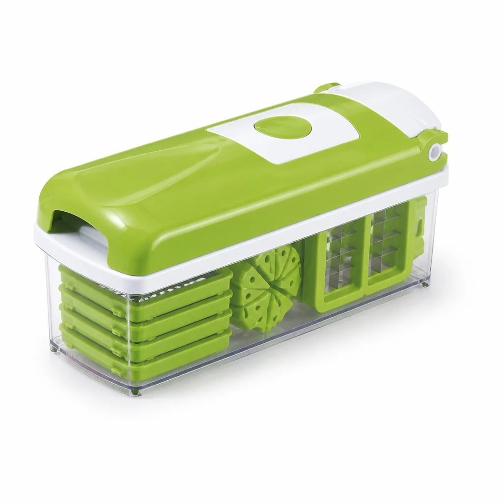 Mandoline Slicer | 8 Interchangeable Rust-Resistant Stainless Blades & Hand Guard | 1.4L Catch Container