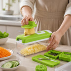 Mandoline Slicer | 8 Interchangeable Rust-Resistant Stainless Blades & Hand Guard | 1.4L Catch Container