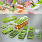 Mandoline Slicer | 8 Interchangeable Rust-Resistant Stainless Blades & Hand Guard | 1.4L Catch Container